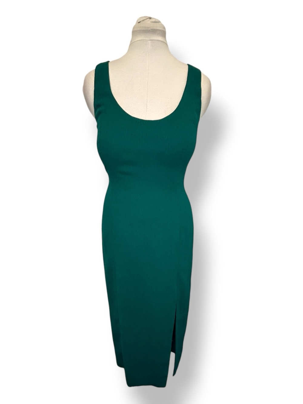 Nicole Miller Women’s Scoop Neck Bodycon Midi Dress VTG 90s Y2K Emerald Green 10